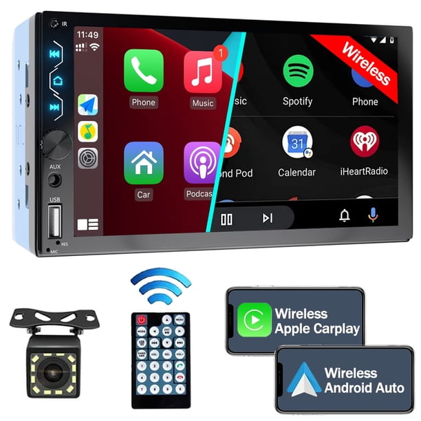 Estéreo para coche Leadfan, doble DIN, 7 pulgadas, inalámbrico CarPlay/Android