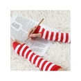 thumbnail image 3 of Unique Bargains Gants pour Femmes à Rayures en Tricot Sans Doigts Longueur Coude Paire Rouge Blanc Larges Rayures, 3 of 6