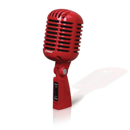 Pyle&reg; Classic Retro Vintage-Style Dynamic Vocal Microphone (Red)