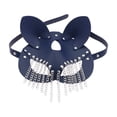 thumbnail image 4 of Pompon en Métal pour Femmes en Cuir PU pour Performance sur Scène, Jeu de Rôles, Bleu Foncé, 4 of 7