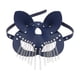 thumbnail image 4 of Máscara de borla con cadena metálica para mujer, máscara de cuero sintético, accesorio de noche a la moda, cubrebocas Azul oscuro, 4 of 7