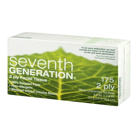 Seventh Generation 13712CT 100% Recycled Facial Tissue, 2-Ply, 175 per Box