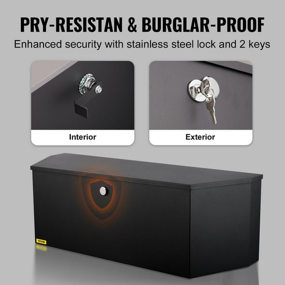 Utility Trailer Tongue Storage Box, 36x12x12 Inches Carbon Steel Locking Tool Chest for Pickup Trucks, RV Trailers, Heavy Duty Use