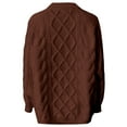 thumbnail image 4 of DuoJiaJ Sweaters for Women Winter Pullover Crewneck Cable Knit Oversized Tops Long Sleeve Loose Outwear Cozy Sweater Brown L, 4 of 4