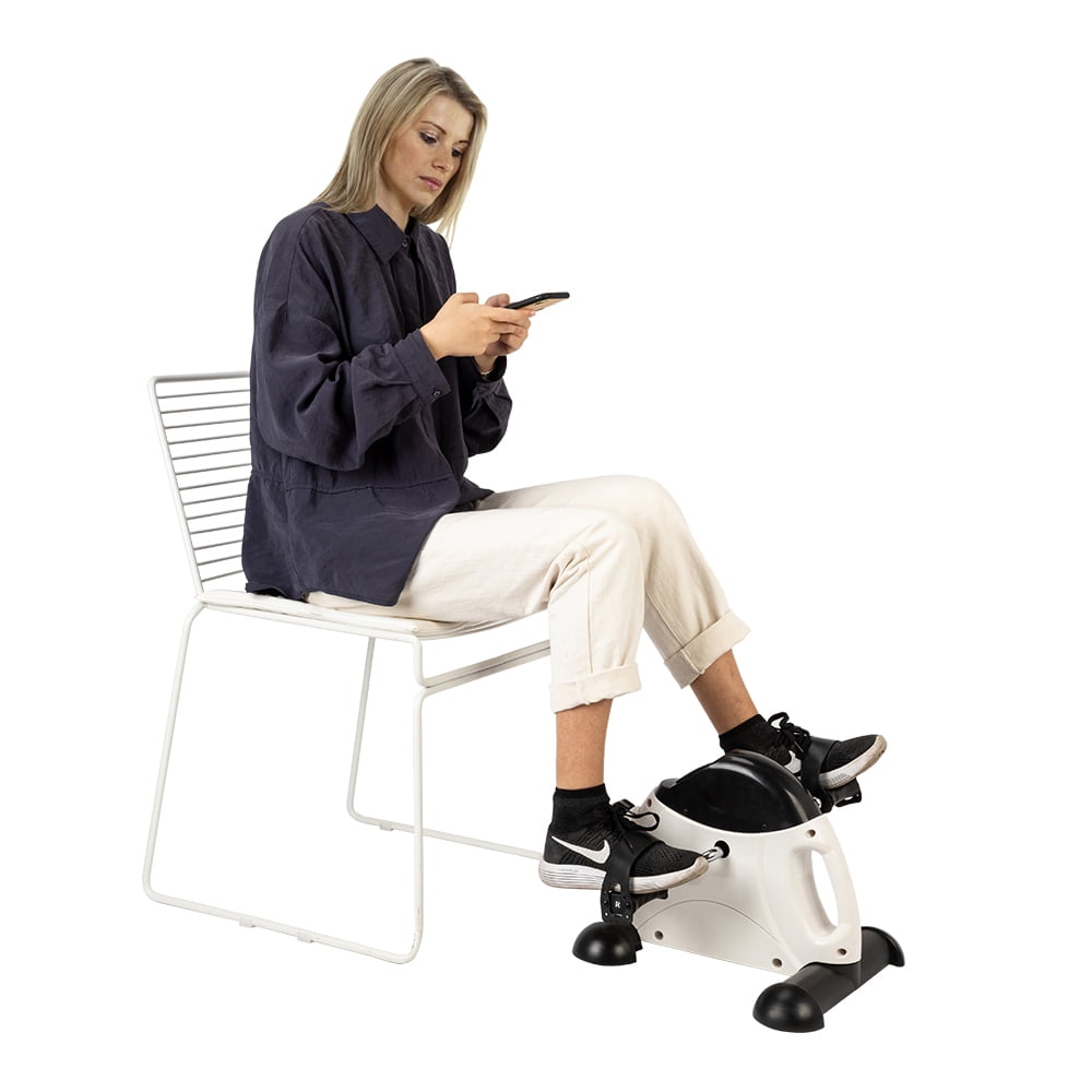 Portable Sit Down Pedal Exerciser Adjustable Resistance Knob Work Legs Ar