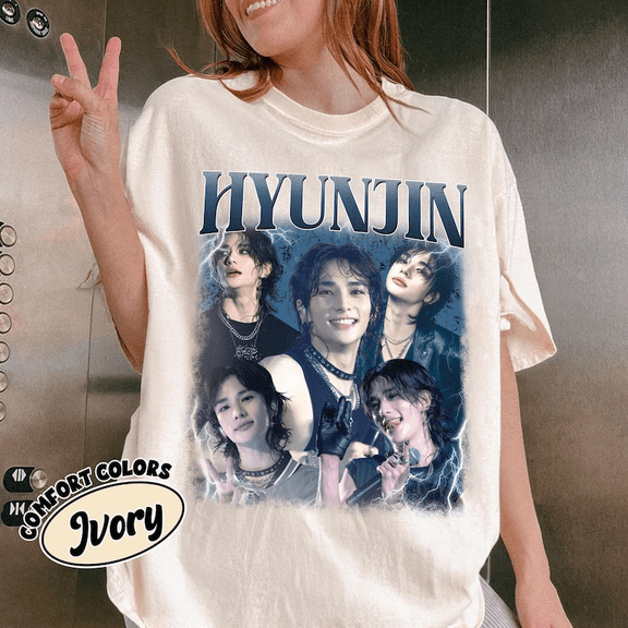 Hyunjin Stray Kids Retro 90s Graphic T-Shirt, Retro Kpop Unisex Fan Tee