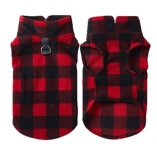 Ropa cálida de invierno para mascotas con chaleco de polar a cuadros grueso y suave para perros