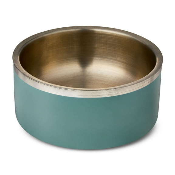 Vibrant Life Medium Stainless Steel Double Wall Dog Bowl, Green