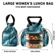 thumbnail image 5 of Teal Gold Marble Drawstring Lunch Bag Women - Drawstring Lunch Bag Insulated for Work Office - Stain-Resistant Large Lunchbags for Women with Multi-Pockets, 5 of 6