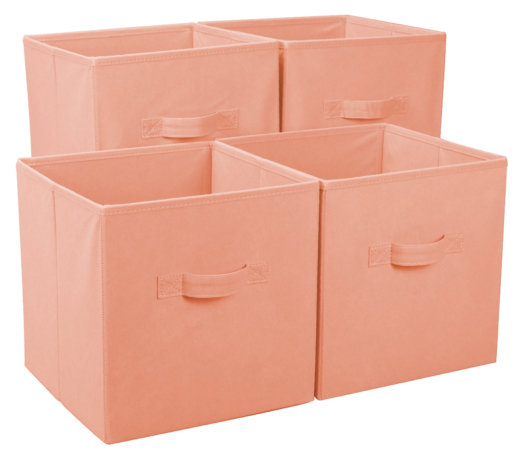 Mainstays Collapsible Fabric Cube Storage Bins (10.5" x 10.5"), Coral Freesia, 4 Pack Walmart