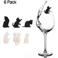 thumbnail image 2 of Marqueurs de Boisson en Verre, Ensemble de 6 Identifiants de Verre à Chat Mignons, 2 of 4