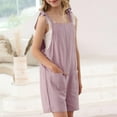 thumbnail image 3 of Ruyang Girls Cotton Linen Shortalls Adjustable Tie-Up Strap Short Jumpsuits Wide Leg Rompers Cute Overalls Trendy Shortalls, 3 of 8