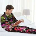 thumbnail image 6 of Daiia Monstrous Cartoon Characters for Men's Long-Sleeved Pajama Set – Soft & Comfortable Sleepwear Button-Up Pajamas Cozy Lounge Wear-Medium, 6 of 7