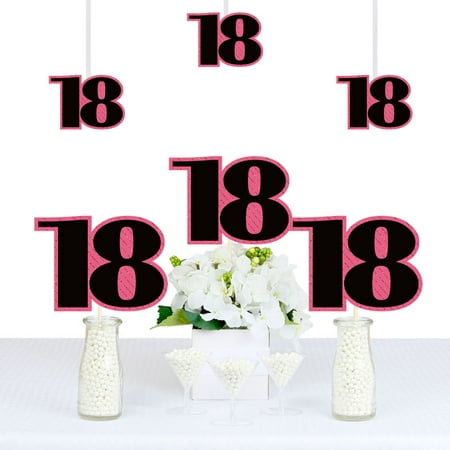 Chic 18th Birthday - Pink, Black and Gold - Decorations DIY Party Essentials - Set of