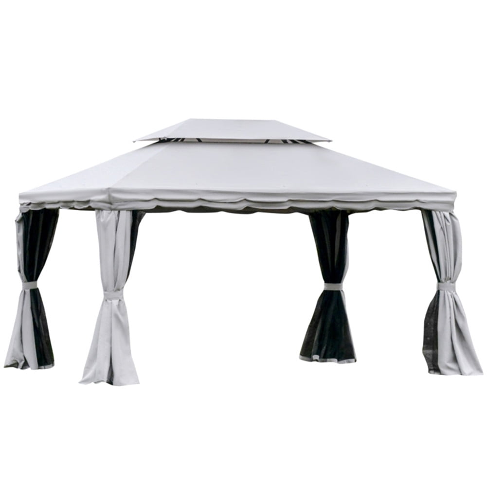 Spaco 10Ft x 13Ft Patio Gazebo-Gray, Easy Up Screened Canopy for Patio and Backyard, Easy Set-up Outdoor Gazebo