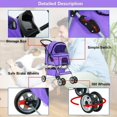 thumbnail image 3 of 4 Wheels Pet Stroller Foldable Dog Stroller Cat Stroller with Storage Basket & Removable Liner, Travel Lite Foldable Carrier Strolling Cart for Dogs Cats,Purple, 3 of 7