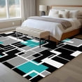 thumbnail image 4 of 8x10 Area Rugs for Living Room, Teal Blue Black Geometric Non Slip Area Rugs for Kitchen Bedroom Entryway, Modern Abstract Art Block Washable Carpet Runner Rug Floor Mats for Bedroom Home Decor, 4 of 8