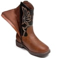 thumbnail image 2 of DADAWEN Boys Cowboy Boots Stylish Kids Mid-Calf Boots Brown 12.5 Little Kid, 2 of 6