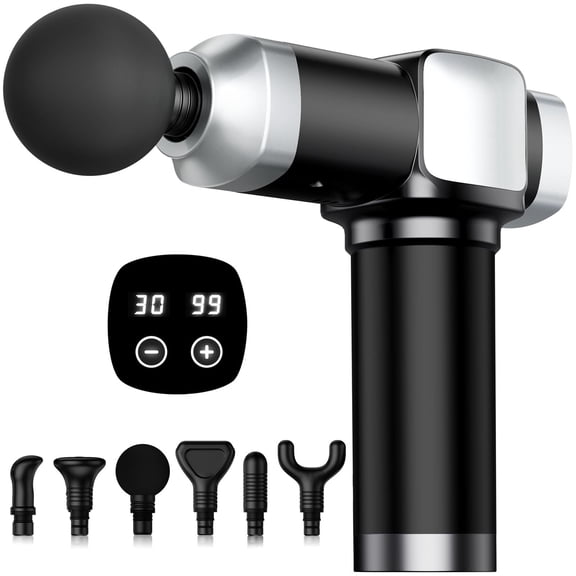Zeya Deep Tissue Massage Gun, Portable Percussion Electric Muscle Massager for Pain Relief, Handheld Massagers with 30 Speeds & 6 Attachments for  Gifts for Men Women