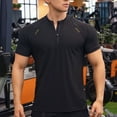 thumbnail image 2 of Dagugfen Workout Tops for Men Zipper Crew Neck Short Sleeve Slim Comfy Lightweight Gym Running Sports Tops, 2 of 4