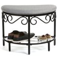thumbnail image 1 of Mango Steam Half Moon Shoe Bench - Vanity Seat/Dressing Stool/Makeup Chair - Heather Gray, 1 of 10
