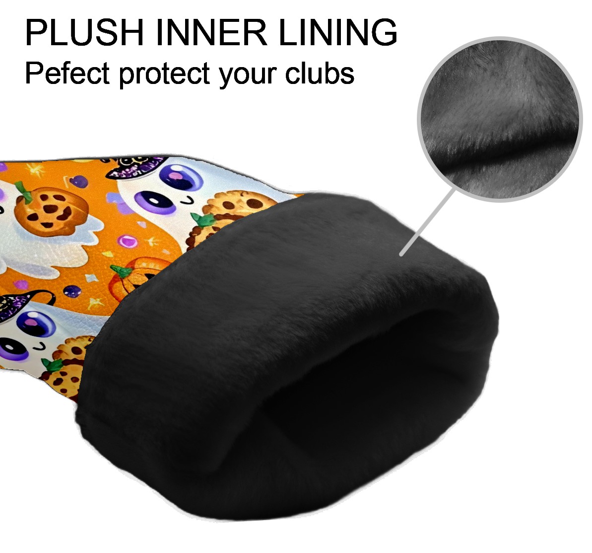 Golf Club Covers, Orange GhostCookie Premium PU Leather Driver Hybrid Putter Head Covers with Velvet Lining, Waterproof Golf Gifts for Men Women