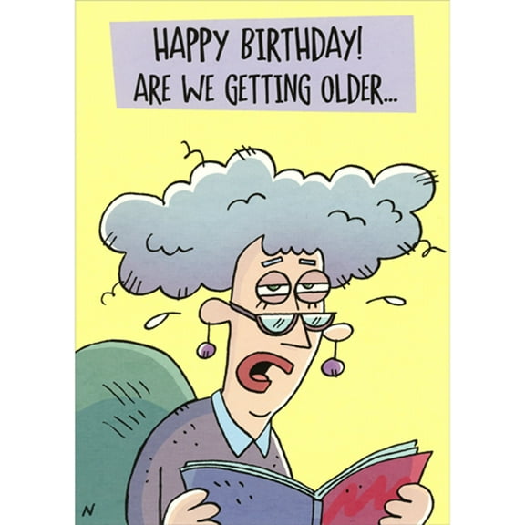 Oatmeal Studios Closeup of Gray Haired Woman Reading Magazine Feminine Funny / Humorous Birthday Card for Woman : Her