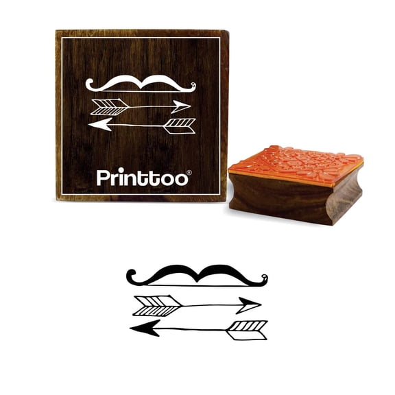 Printtoo Bow & Arrow Pattern Square Wooden Rubber Stamp Scrap-booking Block-5 x 5 Inches