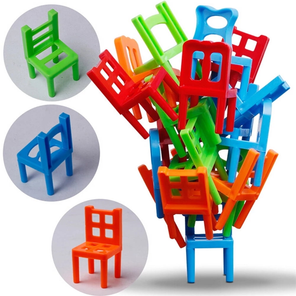 Little Treasures Chairs Stacking Tower Balancing Game 18 Chair Toys Set Pile-Up Suspend Family Board Games For Kids 