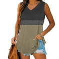 thumbnail image 2 of aidice Women's Cotton Tank Tops Sleeveless V Neck Tops Loose Comfy Summer Casual Daily Tanks Color Blocked, 2 of 7