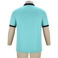 thumbnail image 6 of Iugvhana Mens Slim Fit Polo Shirts Casual Striped Lapel Button Short Sleeve Tee Shirt Tops Pullover Soft Blouses Sky Blue XXXL, 6 of 7