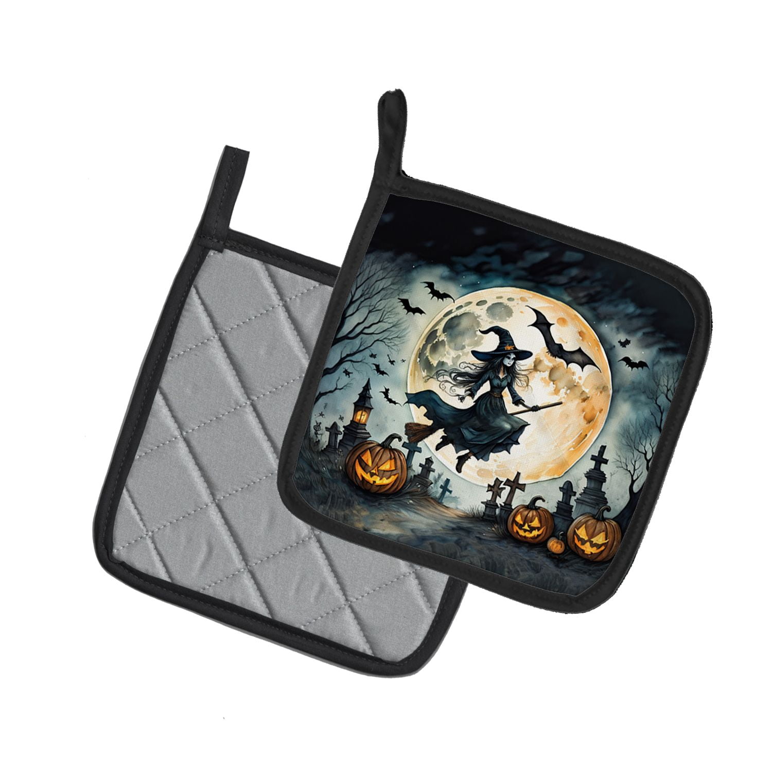 Halloween Pair of Pot Holders 7.5x7.5 Inch Heat Resistant Kitchen Decor