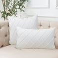 thumbnail image 4 of 2 piezas Funda de almohada rectangular simple de color liso con estampado de rayas, 4 of 6