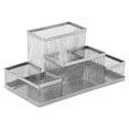 thumbnail image 2 of Desk Organizer and Mesh Pen Holder - 4 Compartment Gray Metal Desk Caddy for Office Supplies, Pencils, Scissors | Teacher & Student Desktop Organizer, Office Supplies, Desk Accessories & Organizers, 2 of 8