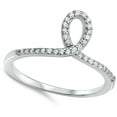thumbnail image 4 of Clear Cubic Zirconia Loop Promise Knot Ring .925 Sterling Silver Friendship Band White Female Size 6, 4 of 4
