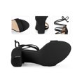 thumbnail image 2 of BLISSFUL STEP Strappy Lace Up Block High Heel Sandals for Women Black 6.5, 2 of 6
