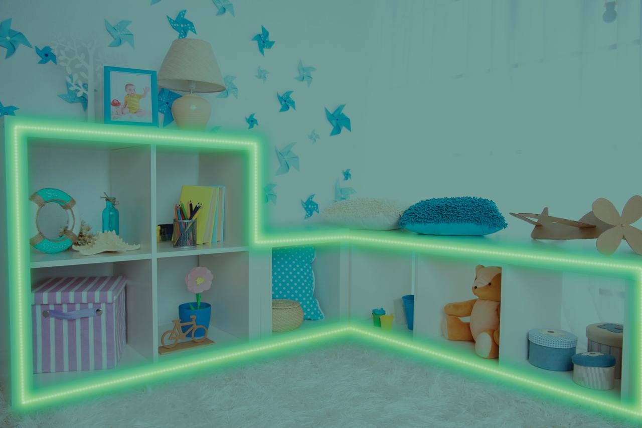 Ledeez Connect-a-Strip Indoor Add-on, 12Ft, 4 Light Modes, 16 Colors for Bedrooms, Game Rooms, and More