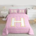 thumbnail image 2 of Feelyou Girly Monogrammed H Bedding Comforter Set for Kids, Chic Abstract Stripes Twin Comforter Sets, Initial Letter Theme Reversible Bedding Set, Ultra Soft Bedroom Decor, 2-Piece, 2 of 8
