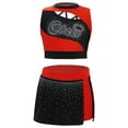 thumbnail image 1 of Raenseen Enfants Filles Strass Tenue de Cheerleading de Danse Hauts de Cheerleader avec Mini-Jupe Costume de Fête de Carnaval Rouge 12, 1 of 7