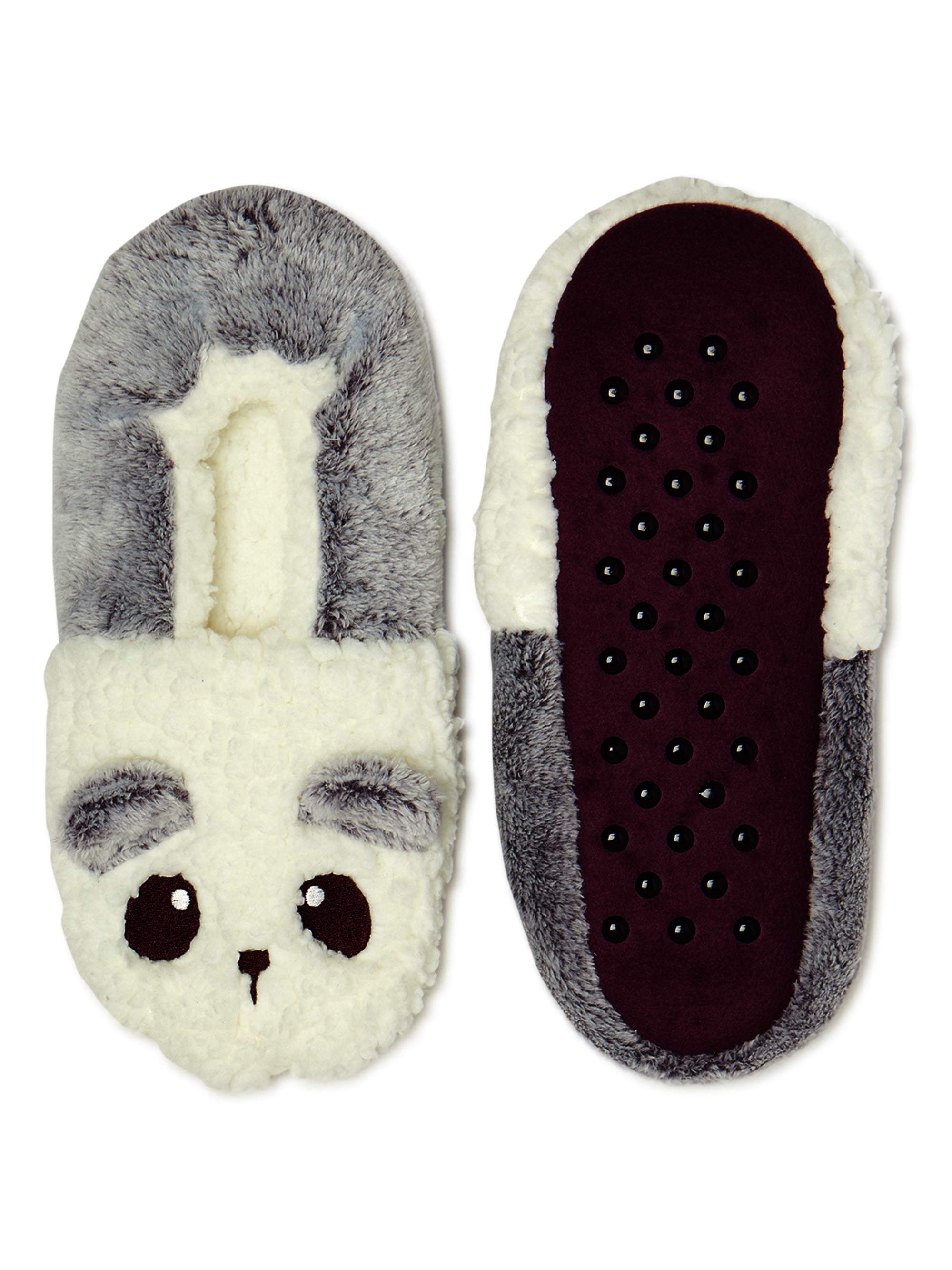 WOMENS LADIES CUTE RACCOON FLUFFY FUR LINED LOUNGE NON-SLIP SOCK SLIPPERS SIZE 