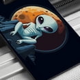thumbnail image 6 of Alien Sitting Moon Planet Space Faux Leather Travel Luggage Tag, 6 of 7