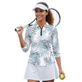 thumbnail image 3 of Binienty Palm Leaf Golf Tennis Shirts Short Sleeve Cloth Workout Tennis T-Shirts Soft and Comfortable Quarter Zip Lightweight with Collar Shirt Suitable for Outdoor Sports, 3 of 7