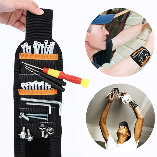 Magnetic Wristband, Werky Super Strong Magnets Adjustable Wrist Strap for Holding Screws, Nails, Drill Bits Gadgets Best Unique Gift for Men, DIY Handyman, Father, Husband, Boyfriend