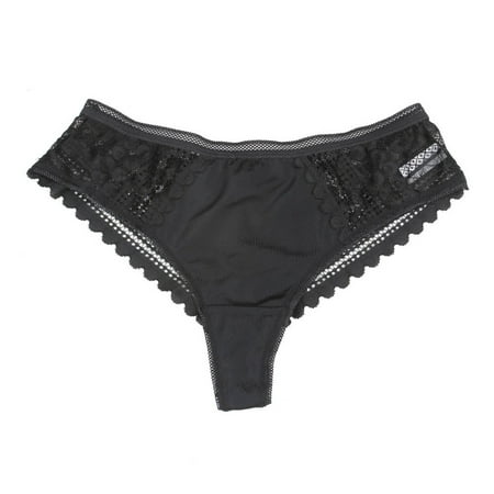 

YDKZYMD Womens Underwear Low Waist High cut Sheer Lace Sexy Thongs Transparent Hipster Panty Black