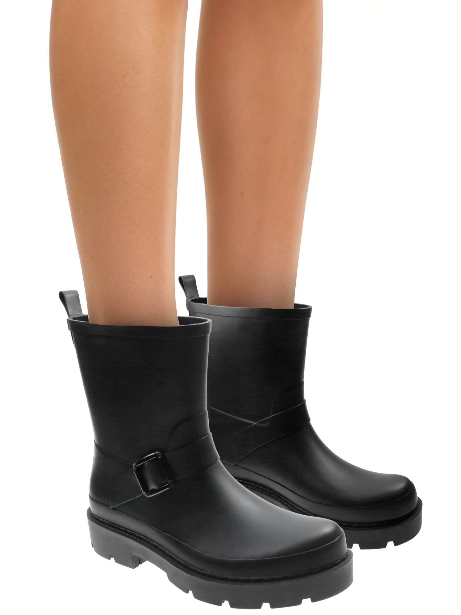 Time and Tru Women's Short Buckle Rain Boots