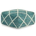 thumbnail image 1 of Cowan Contemporary Square Pouf in Teal Natural Handloom Woven, 1 of 7