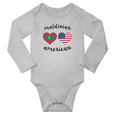 

Maldivian and American Love Heart Baby Long Slevve Bodysuit Unisex Gifts (Gray 3-6 Months)