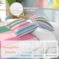 thumbnail image 2 of 3 Piece Pink Green Blue Stripe Duvet Cover Set Queen Size,Microfiber Comforter/Quilt Cover with Corner Ties and 2 Pillowcases,Farmhouse Stripes Contemporary All Season Bedding with Zipper Closure, 2 of 8