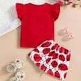 thumbnail image 6 of XZNPDUCQ Toddler Girls Summer Little Hero Short Sleeve Letter T Shirt Top Elastic Casual 2Pcs Outfits Cartoon Print 2PCS Set kids For 6 12 18 24 Months 2T 3T 4T 5T Dailywear Red，9-12 Months, 6 of 8
