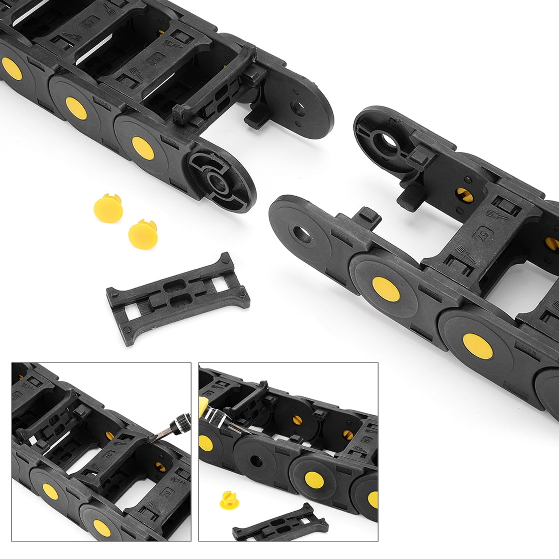 R55 25mm x 57mm Black Plastic Open Type Cable Drag Chain Wire Carrier 1M Length